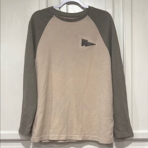 Hurley Two Toned Waffle Raglan Long Sleeve Thermal Shirt Olive Green Beige L